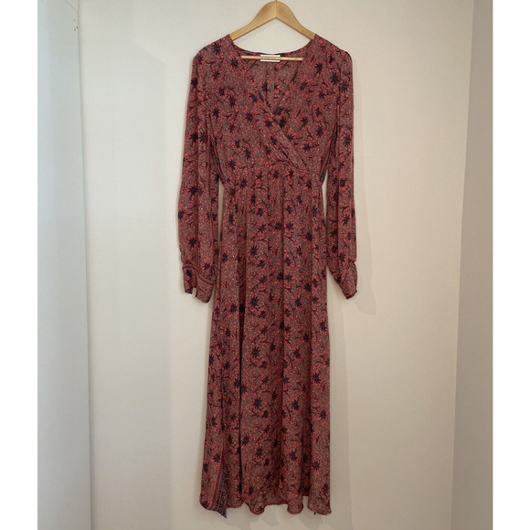 Urban Mangoz Long Sleeve Floral Maxi Dress V Neck Leg Slit Women's One Size OS - Picture 1 of 16